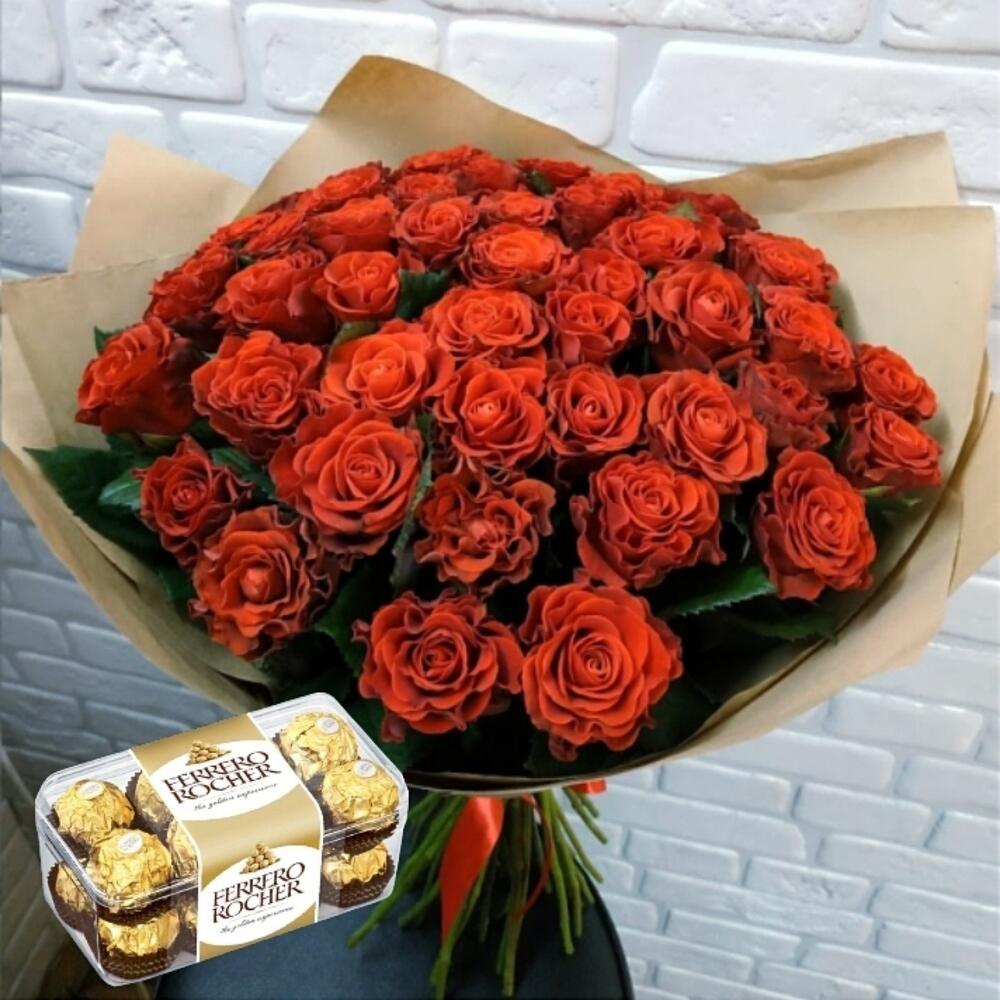 Букет Кучерявые розы и Ferrero